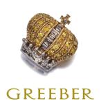 .. подлинный . прекрасный подвеска с цепью желтый & Brown diamond бриллиант Crown Cross K18YG/WG BLJ