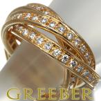 カルティエ トリニティリング ダイヤ ダイヤモンド スリーバングルズ フルエタニティ 52号 K18YG 指輪 BLJ