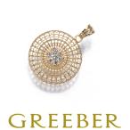 ダイヤ ダイヤモンド 0.08ct フラワー 透かし 彫金 ペンダントトップ K18YG GENJ