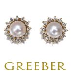 ティファニー ピアス パール 真珠 5.5mm ダイヤ ダイヤモンド フラワー K18YG BLJ