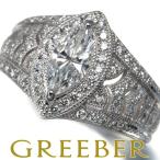 ダイヤ ダイヤモンド 0.717ct/0.40ct マーキスカット ミルグレイン リング Pt900 指輪 GENJ 大幅値下げ品