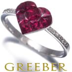 ショッピングハート ルビー 1.05ct ダイヤ ダイヤモンド 0.10ct ハート ミステリーセッティング リング K18WG 指輪 GENJ