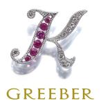 QVC ペンダントトップ ルビー 0.12ct ダイヤ ダイヤモンド 0.04ct ミルグレイン イニシャル K K18WG 保BLJ/GENJ