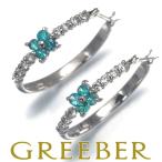 パライバトルマリン 0.10ct/0.10ct ダイヤ ダイヤモンド フープ ピアス K10WG/K18 GENJ