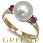 ショッピングルビー ティファニー リング パール 真珠 8.0mm ルビー 8号 K18YG 指輪 BLJ