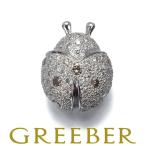 ショッピングアニマル ミキモト ブローチ ブラウン＆クリアダイヤ ダイヤモンド 0.73ct テントウムシ アニマル ピン K18WGBLJ