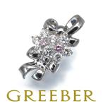 ショッピングダイヤ ピンク&クリア ダイヤ ダイヤモンド 0.04ct/0.38ct フラワー リボン ペンダントトップ Pt900 ソーティングGENJ