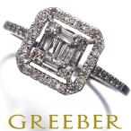 ダイヤ ダイヤモンド 0.40ct バケットカット 2種カット リング K18WG 指輪 GENJ