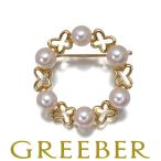 ミキモトペルリータ ブローチ パール 真珠 5.0-5.2mm 蝶 バタフライ サークル K18YG BLJ