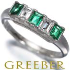ショッピングダイヤ エメラルド 0.26ct ダイヤ ダイヤモンド 0.24ct ステップカット リング Pt900 指輪 GENJ