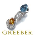 ブルガリ ピアス トパーズ シトリン ダイヤ ダイヤモンド 片耳 K18WG BLJ