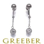  diamond бриллиант 0.22ct один шарик Mill серый n покачивающийся серьги K18WG/K14WG GENJ