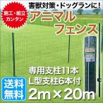 【送料無料】 アニマルフェンス 2m×20m 支柱11本・サポート支柱6本付 / フェンス 防獣フェンス 金網 水田 田んぼ 菜園 家庭菜園 ドッグラン 害獣