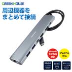 グリーンハウス  7in1 USB Type-C ハブ ドッキングステーション HDMI 4K60Hz LAN PD100W USB3.2 Switch iPad Pro対応 GH-MHC7A-SV