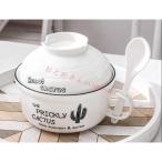 ラーメン丼 インスタントラーメン鉢 蓋付きセラミック国産ラーメン丼 電子レンジ対応の日本の食器 軽い 割れにくい 無料のスプーンと箸