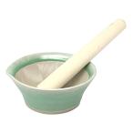 元重製陶所 国産 石見焼 離乳食にも使える カラーすり鉢 (すりこぎセット) 若草色 046241