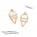 Yahoo! Yahoo!ショッピング(ヤフー ショッピング)空枠 ダブルアイスクリーム きれいめゴールド [夏 食べ物 フレーム レジン枠 デザート スイーツ かわいい]