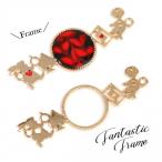 Yahoo! Yahoo!ショッピング(ヤフー ショッピング)コネクター空枠 うさぎとチェシャ猫Ｂ きれいめゴールド 不思議の国のアリス トランプ 童話 フレーム レジン枠