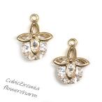 18kgp латунь Cubic Zirconia цветок цветок Stone ввод очарование аксессуары детали 2 шт gp-779 GreenRoseYumi 2605