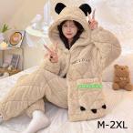 パジャマ レディース クマ フード付きルームウェア ルームウェア もこもこ 動物 レディース メンズ 可愛い 冬 長袖 大きいサイズ 秋 上下セット パンツ