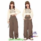 ダンス衣装 ヒップホップ キッズ 子供 ダンス チア 女の子 ブラウンパンツ ベージュ トップス キッズダンス JAZZ ダンス 衣装 上下セット ガールズ ヘソ出し