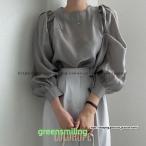 パフスリーブブラウス レディーストップスシャツ 長袖 春夏服 透け感 丸首 フリル プルオーバー 長袖ブラウス シャツブラウス オフィス 大人 卒業式 入学式 20代