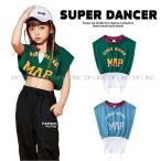 ショッピングダンス 衣装 ヒップホップ トップス へそ出し服 キッズ ダンス衣装 ガールズ ヒップホップ ファッション キッズダンス衣装 派手 緑 水色 韓国 K-POP