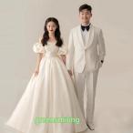 ウェディングドレス ウエディングドレス ロングドレス 二次会 結婚式 前撮り ブライダル 花嫁 オフショルダー パフスリーブ Aラインドレス 可愛い