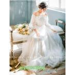 ウェディングドレス ウエディングドレス ロングドレス 結婚式 オフショルダー 二次会 花嫁 前撮りドレス オフホワイト ガーデンウェディング 披露宴 ふわふわ