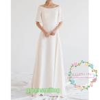 ウエディングドレス ウェディングドレス 半袖 パーティードレス スレンダーライン サテン 大人 高級感 パーティードレス 上品 結婚式 披露宴 花嫁 ドレス