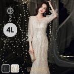 ロングドレス ドレス マーメイド 黒 袖あり ポワン袖 カシュクール キラキラ 小さいサイズ 大きいサイズ 大人 演奏会 ピアノ 発表会 結婚式 母親 ドレス ロング