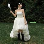 ウェディングドレス ミニ ショート丈 ミニドレス バルーン 二次会 結婚式 前撮り 発表会 花嫁 ウエディングドレス フィッシュテールドレス