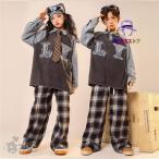 ショッピングダンス 衣装 ヒップホップ ダンス衣装 k-pop衣装 ヒップホップ 切り替え パーカー チェックパンツ へそ出し キッズ ガールズ 男の子 セットアップ 派手  韓国 ステージ衣装 応援団 練習着