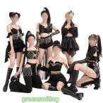 ジャズ ダンス衣装 大人 レディース セットアップ 韓国ダンス衣装 ヒップホップ ダンス ステージ衣装 ヘソ出し スカート パンツ K-POP 演出服 黒 衣装