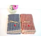 ギンガムチェックのフェイスタオル色違い２枚セット（アンチェック）レッド・ブルー