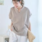 キーネック tシャツ レディース キーネック トップス 半袖 綿100% tシャツ 体形カバー トップス 夏 ドルマンtシャツ