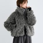 ショッピング防寒 ミックスシープファー スタンドブルゾン ファージャケット ミドル丈ジャケット レディース アウター フェイクファー 防寒