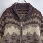 Used  雪柄 カウチンセーター ジップアップ カーディガン カナディアンセーター ヴィンテージ アウター ブラウン ビンテージ