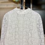 90s 日本製 HARMONICA ハーモニカ スタンドカラー 総レース ブラウス 花柄 シースルー バックボタン デザイン レー