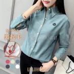 裏起毛シャツ シャツチュニック レディース ビジネス 開襟シャツ カジュアル ブラウス 長袖 裏ボア あったか 秋冬 無地 刺繍 大きいサイズ