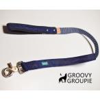 大型犬 リード サイドグリップ  カスタムカラー 【  濃紺ヒッコリー とデニム 】 安心 安全 ダブルナスカン ダブルリード オプション