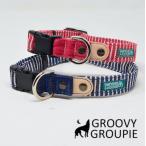 首輪 犬 小型犬  Sサイズ 【  ヒッコリー 】 オーダーメイド 【 ダブルDカン セット リード ダブルナスカン ダブルグリップ に変更】 デニム  レザー