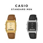 10年保証 CASIO STANDARD MEN カシオ スタンダード AQ-230EL 腕時計 時計 ブランド メンズ チープカシオ チプカシ アナデジ 日付 レザー 皮ベルト 角型