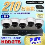 防犯カメラ 210万画素 8CH NVRレコーダー SONY製 ドーム型 IPカメラ 5台セット (LAN接続）HDD2TB 1080P フルHD 高画質 監視カメラ 屋内 赤外線 夜間撮影