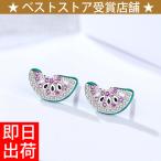 ピアス スイカ スイカモチーフ 豪華48石 西瓜 夏 シルバー925 プラチナ仕上 アクセサリー ジュエリー  母の日 プレゼント女性