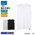 [11/6(日)まで15%OFFクーポン] グンゼ 肌着 インナー メンズ 夏 Vネック ノースリーブ スリーブレス 吸汗 速乾 消臭 鹿の子 GUNZE COOLMAGIC MC2518