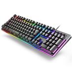 ゲーミングキーボード RGB1680万色 8種類LED色変え 3つライティングモード 最大9000万回使用寿命 106キー日本語配列 有線キーボード