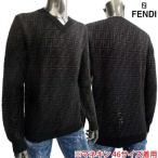フェンディ FENDI メンズ トップス ニット セーター 長袖 ロゴ Vネック ズッカ柄 総柄FFロゴ入りセーター 黒 FZY045 AAUQ F0QA1 (R88600)  02S