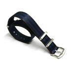 腕時計 NATO ベルト 20mm 22mm ナイロン ダークグレーベースブルーライン 3リング ストラップ na005-dgry-bu