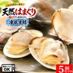 九十九里産 天然はまぐり 凍眠 冷凍 酒蒸 4個入/袋 ×5 (約1kg)  大粒 お祝い ギフト レンジ調理可 ハマグリ お取り寄せ 蛤 食品 不動丸  「幸運のはまぐり」 SC